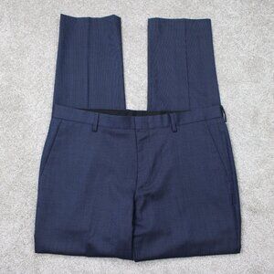 J. Crew Pants Mens 34x32 Blue Check Ludlow Four Season Wool Flat Front Stretch